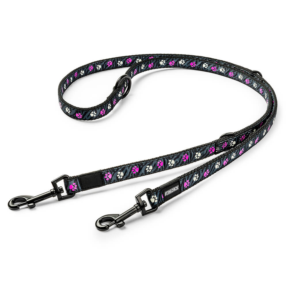 file Freezack Hund Doppelführleine 'Asti Glow' schwarz/pink S – Bild 1