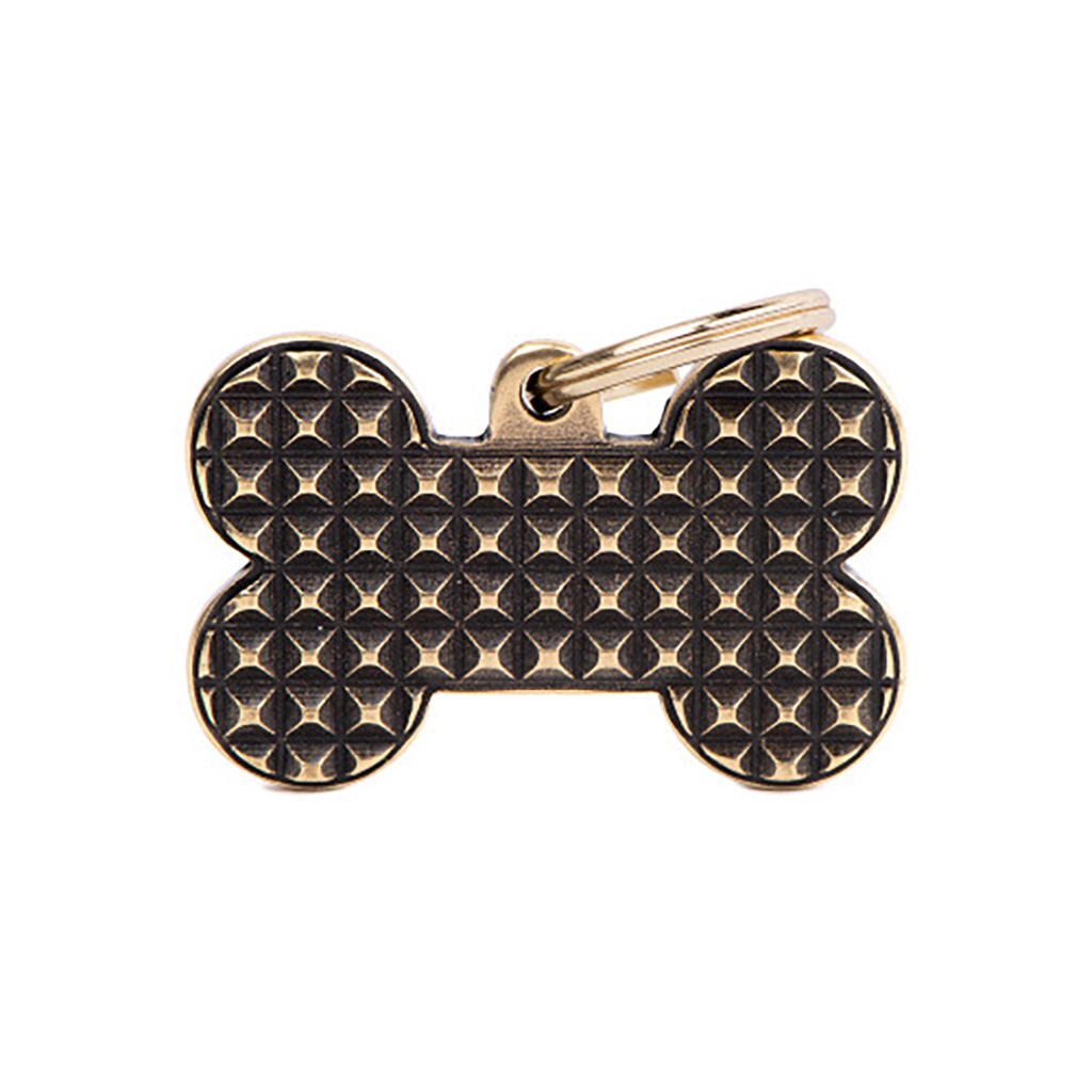 file MyFamily Hund ID Tag 'Big Bone Bronx Studs ' Messing – Bild 1