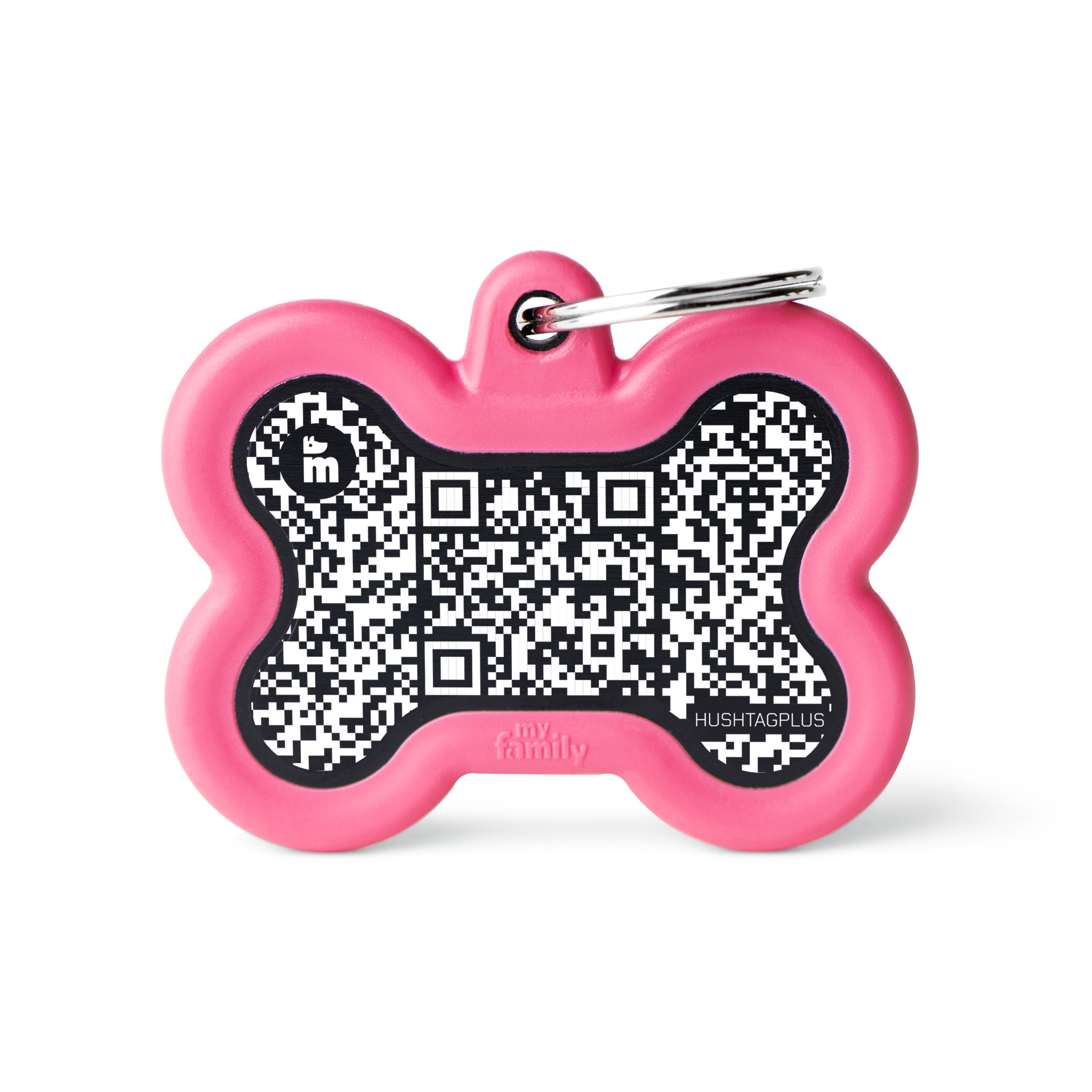 file MyFamily Hund ID Tag 'Black Alu mit Rand' Hushtag Pink – Bild 1