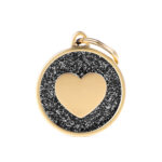 MyFamily Hund ID Tag 'Satin Gold Glitzer' Ring mit Herz