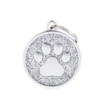 MyFamily Hund ID Tag 'Matt Chrom Glitzer' Ring mit Pfote