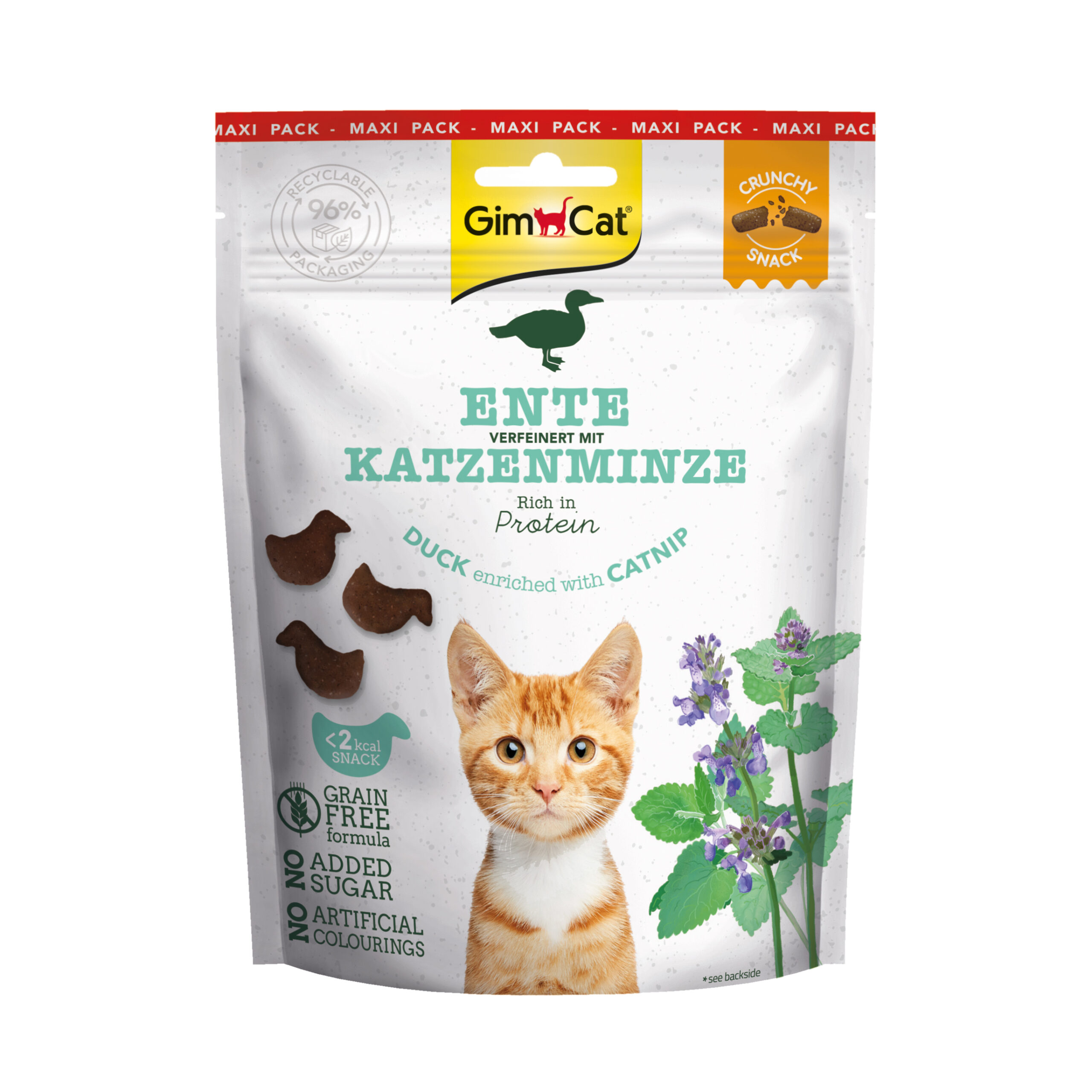 506302_GimDog_Train&Treat_Puppy_Kaninchen&Minze_125g_CLOSE GimCat Katze Snack 'Crunchy' Ente & Katzenminze – Bild 1